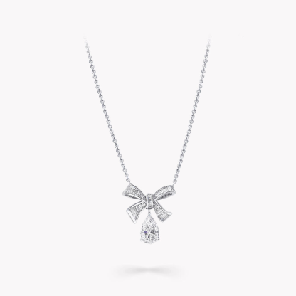 Tilda's Bow Baguette Cut Diamond Drop Pendant